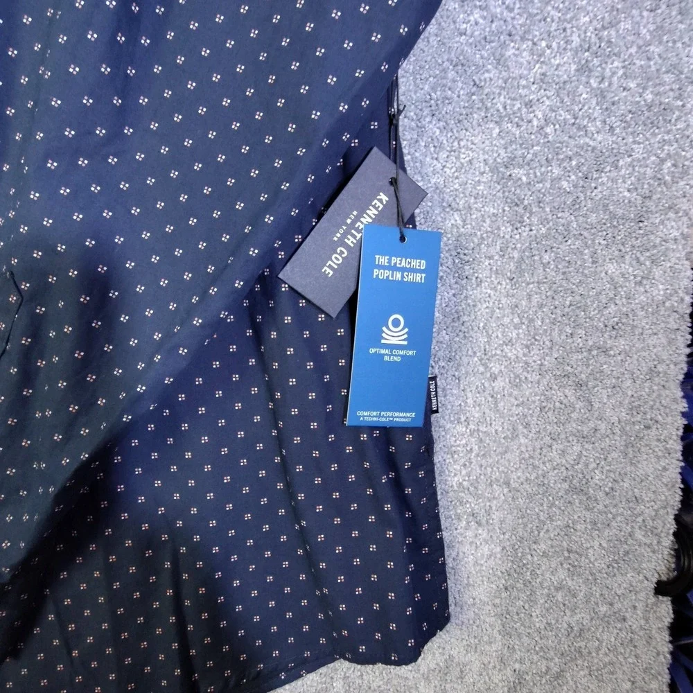 Kenneth Cole Mens Shirt Blue 3X Lightweight Button Up Long Sleeve Regular Fit